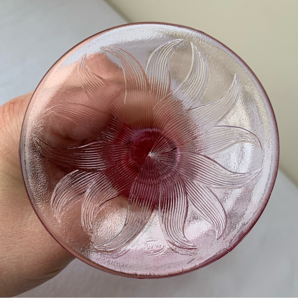Fenton Rose Pink Floral Daffodil Vintage Beautiful Glass Ruffle Top Vase - Picture 5 of 8